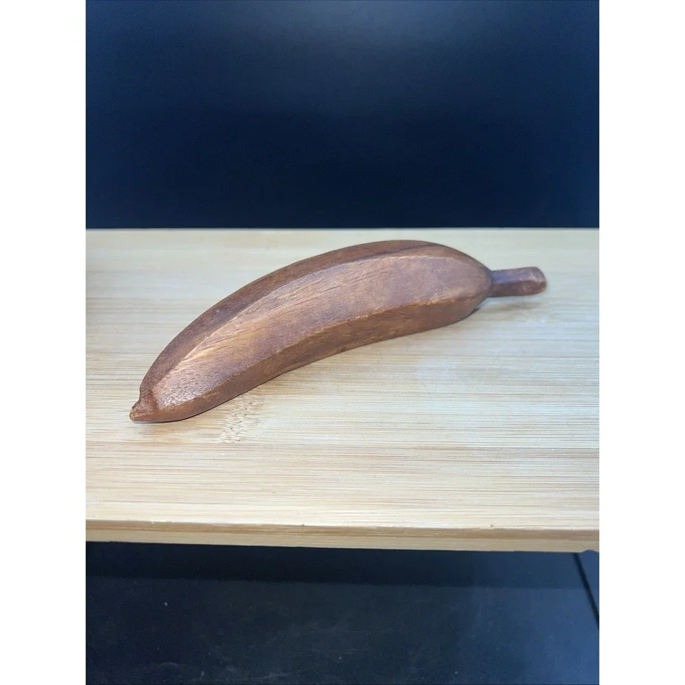 MCM Vintage Carved Wood Bowl W Fruit Pieces Grapes Apple Pear Mid Century Wooden